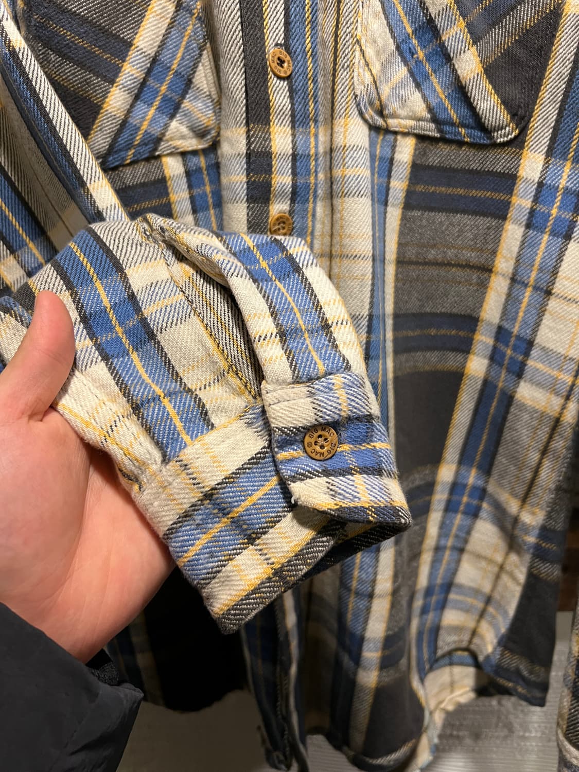 [M]80's JC Penney BIG MAC 블루 타탄체크 플란넬 셔츠 상품이미지6