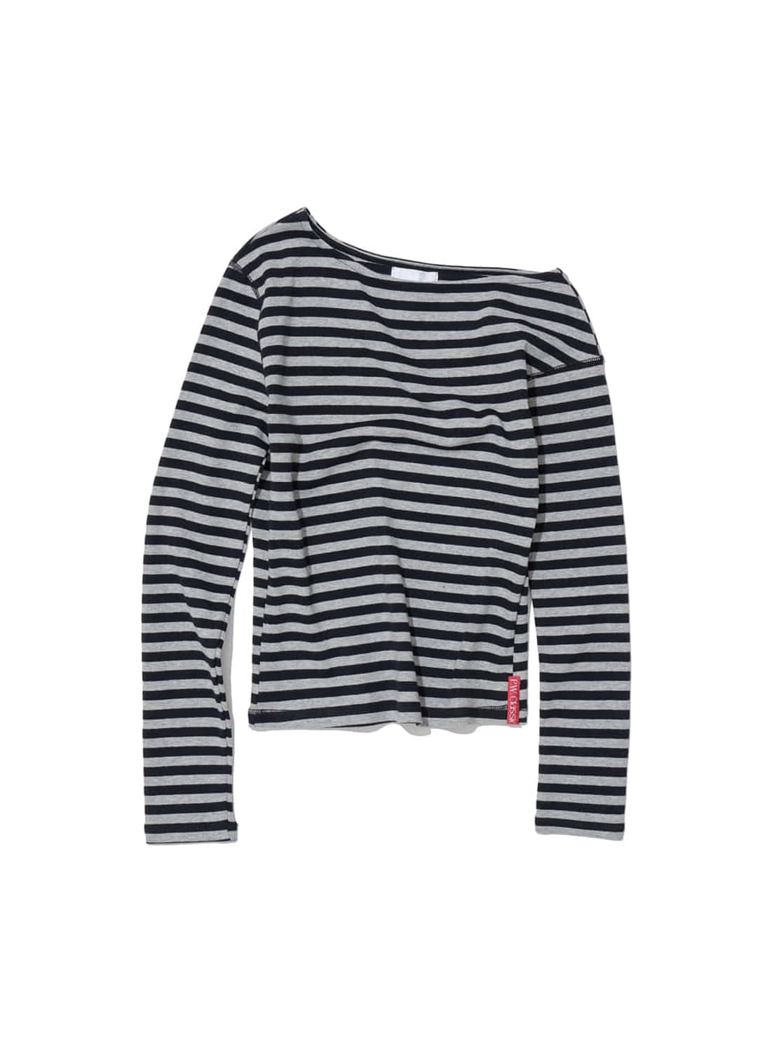 (L) 파르티멘토우먼 PWC 언발란스 져지 슬리브 탑 멜란지스트라이프 상품이미지1