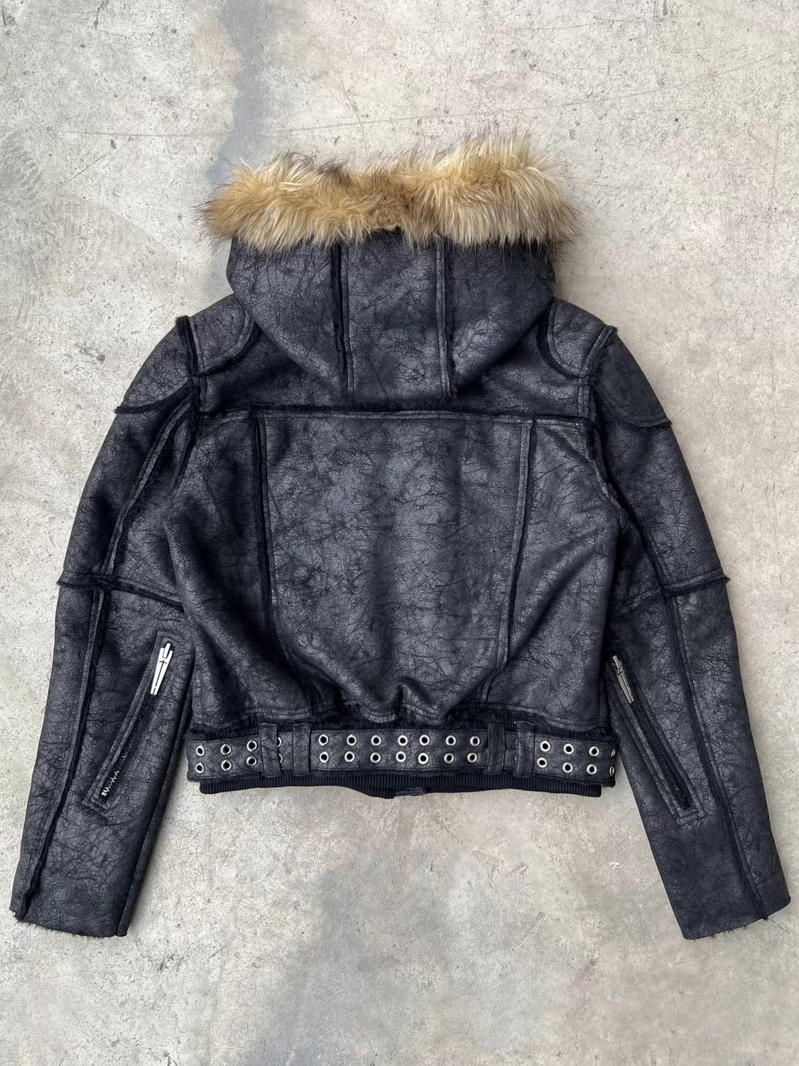 Distressed Faux Leather Jacket 상품이미지2