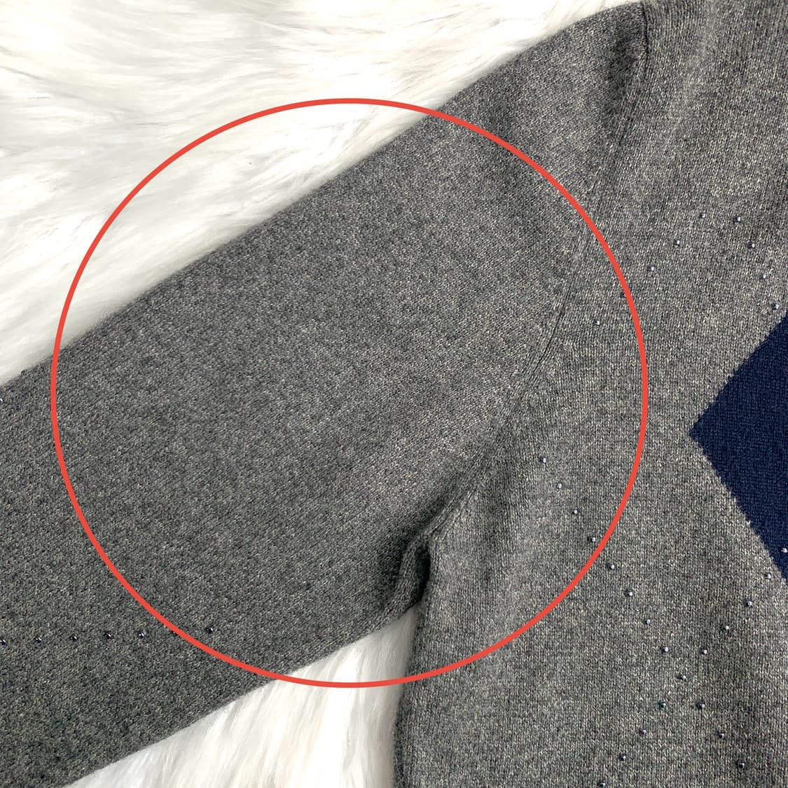 일본 빈티지 whaos 캐시미어 100 아가일 패턴 비즈 가디건 1793 상품이미지8