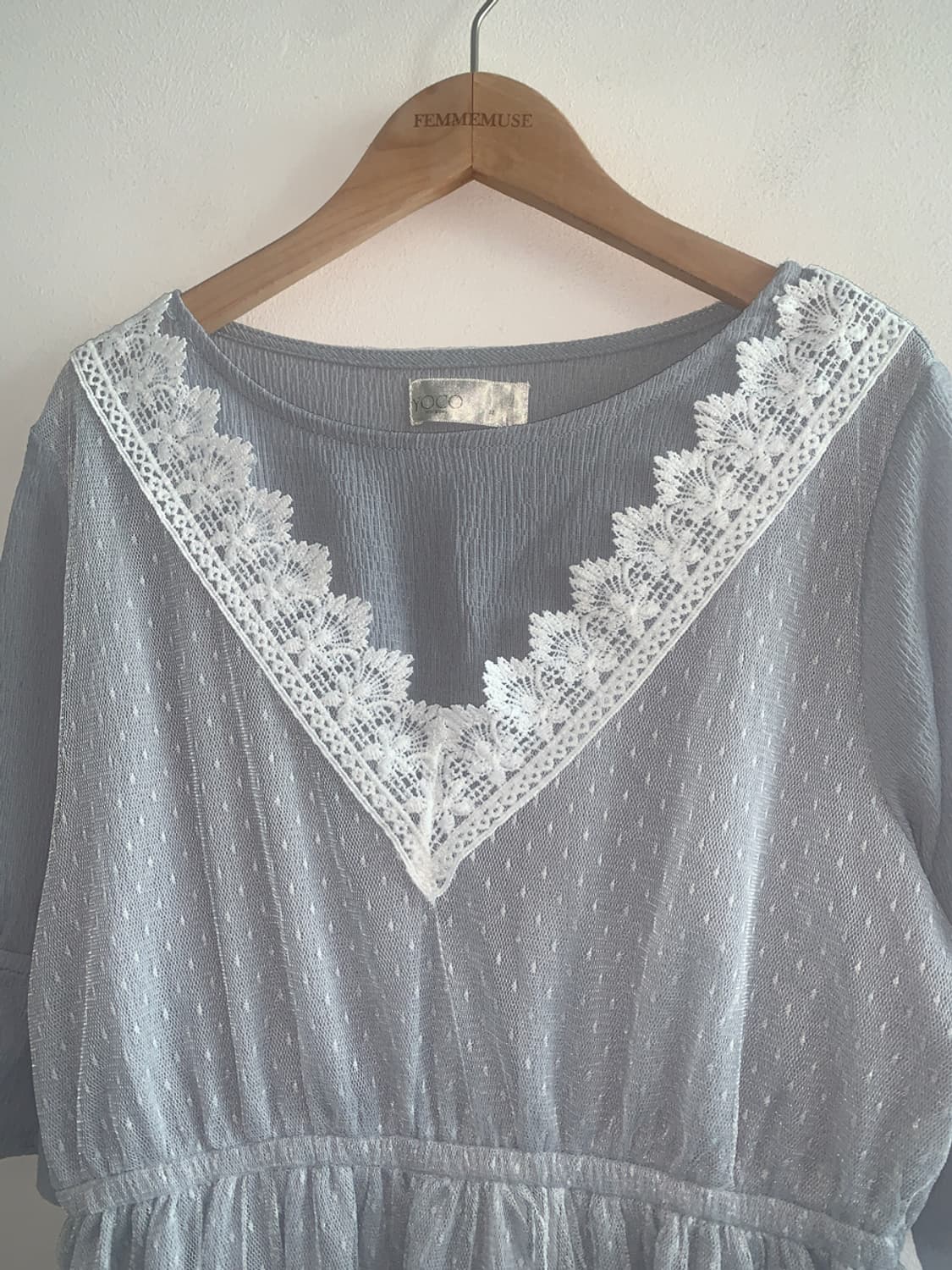 Dot v lace collar dress 상품이미지3