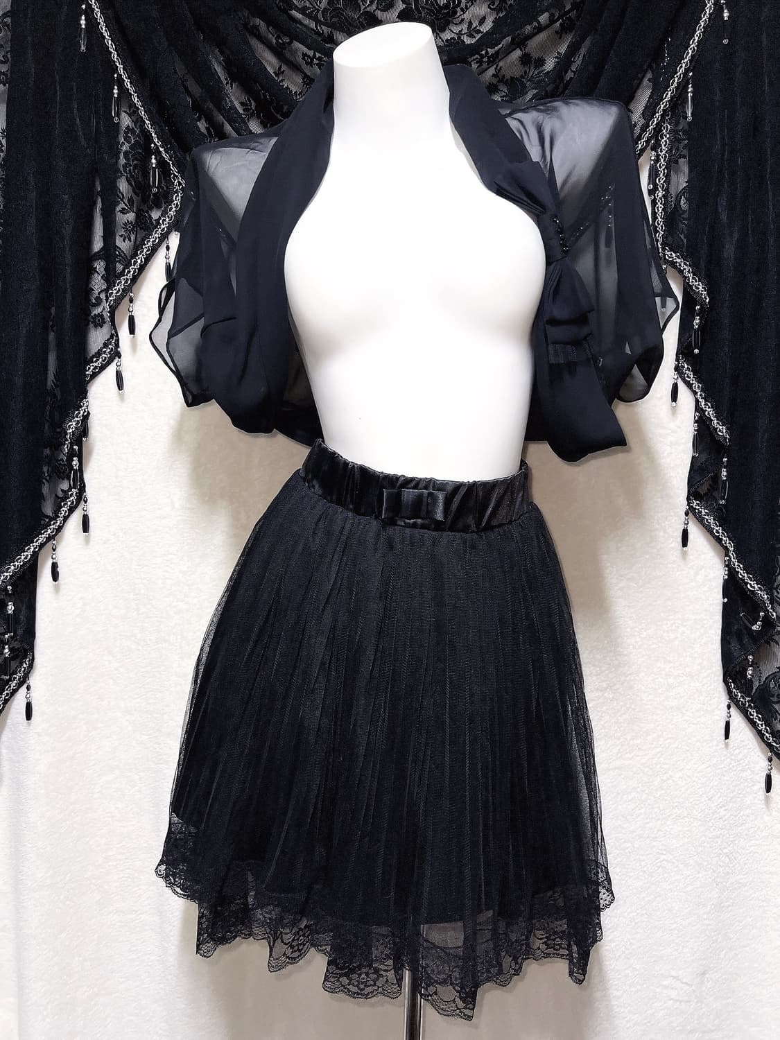 로맨틱고딕 고스로리 펑크 블랙 레이스 언발 샤스커트 튜튜 공겜 핀터페어리 상품이미지3