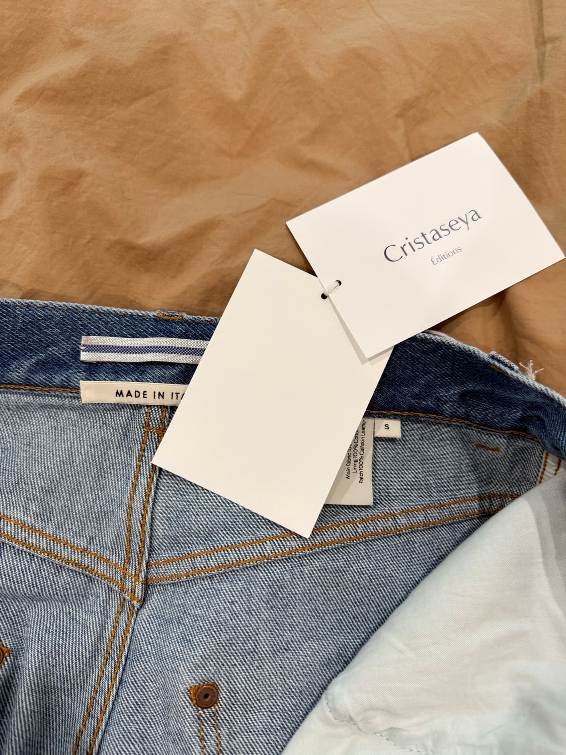 Cristaseya 크리스타세야 블리치드 하이웨스트 데님 청바지 s사이즈 상품이미지7