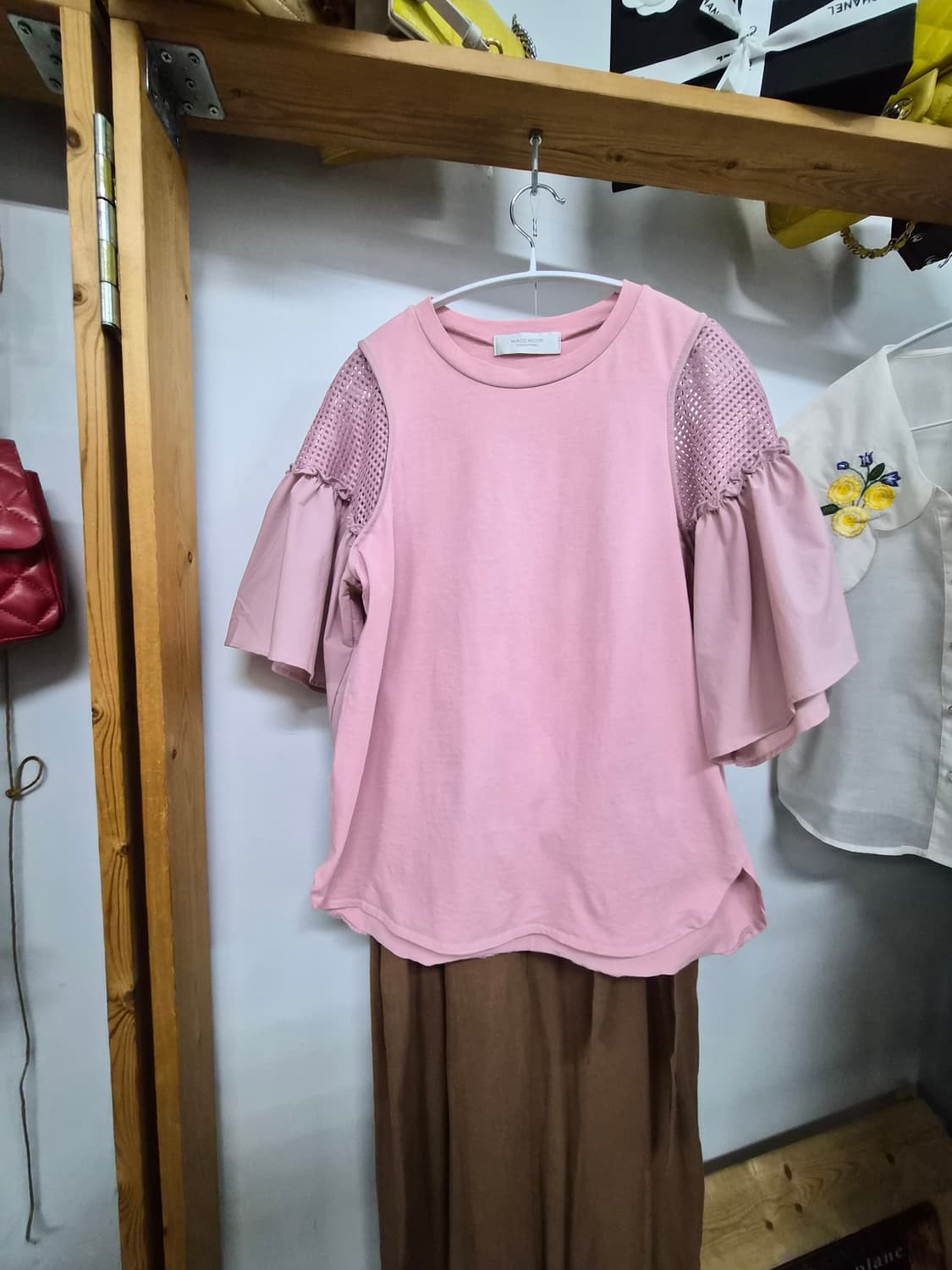 핑크 벌룬 프릴티. 띠어리 린넨 와이드팬츠 상품이미지2