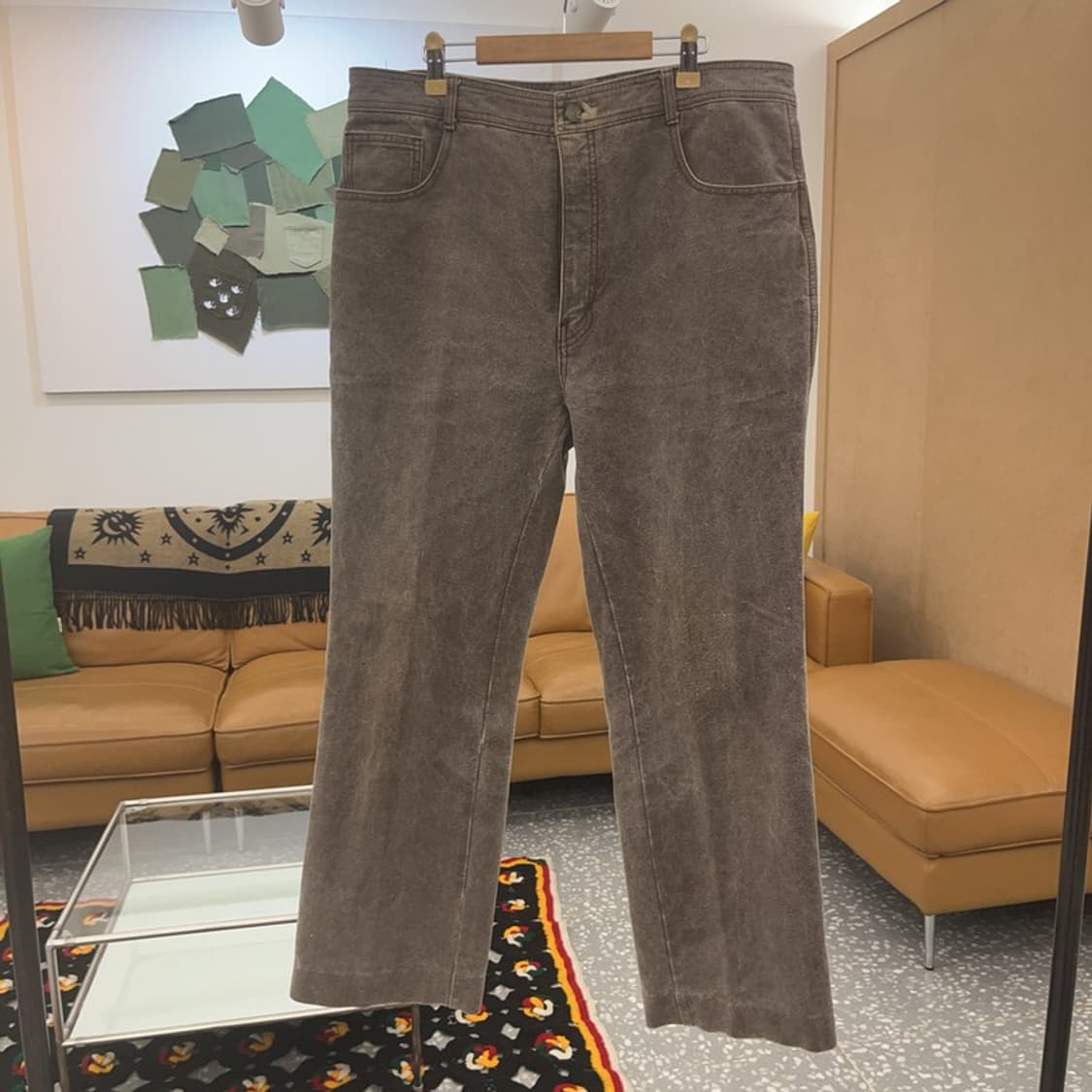 빈티지 올드스쿨 베이직 워싱 와이드 코튼팬츠 35인치 C06752 상품이미지3