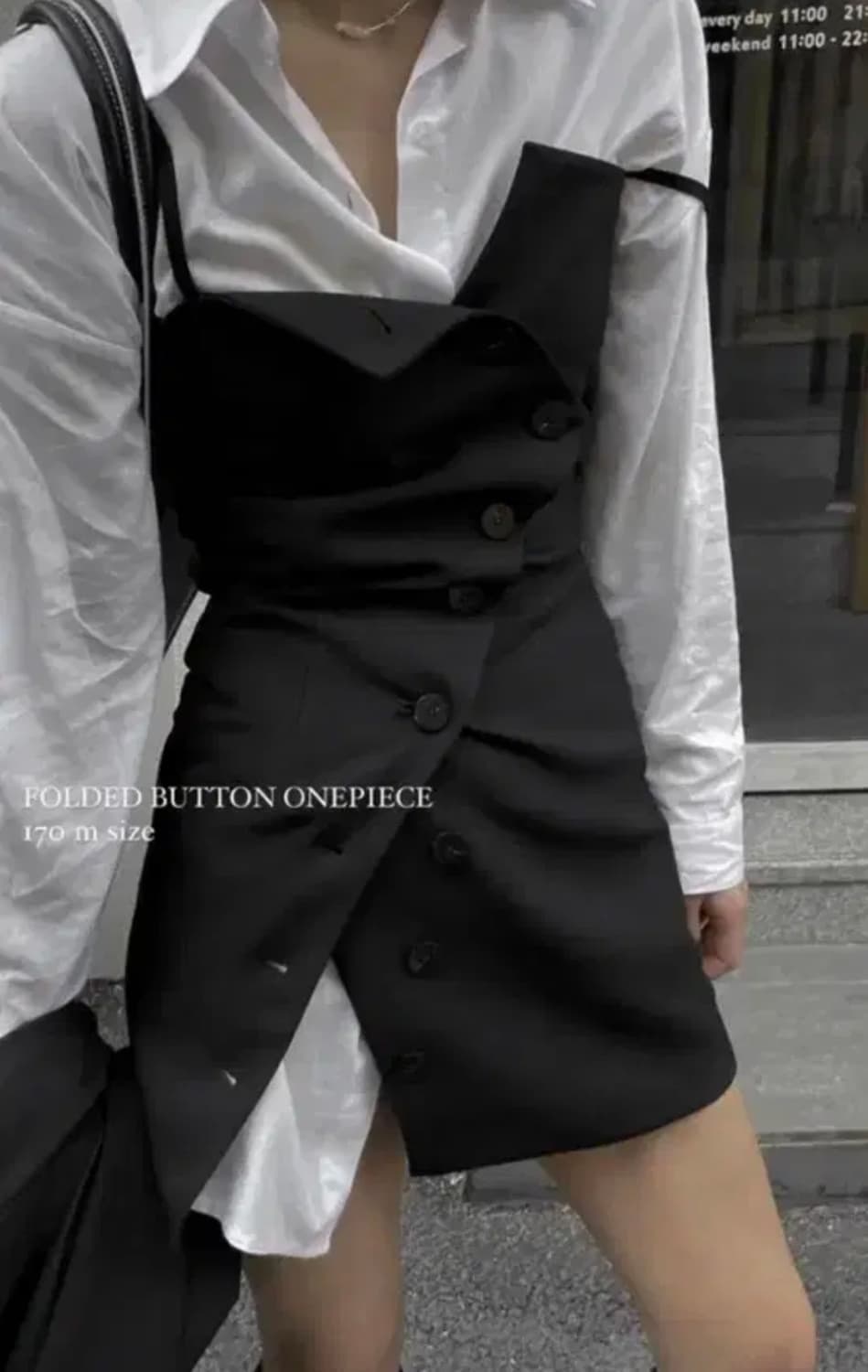 보헤미안 서울 폴디드 버튼 원피스 상품이미지1