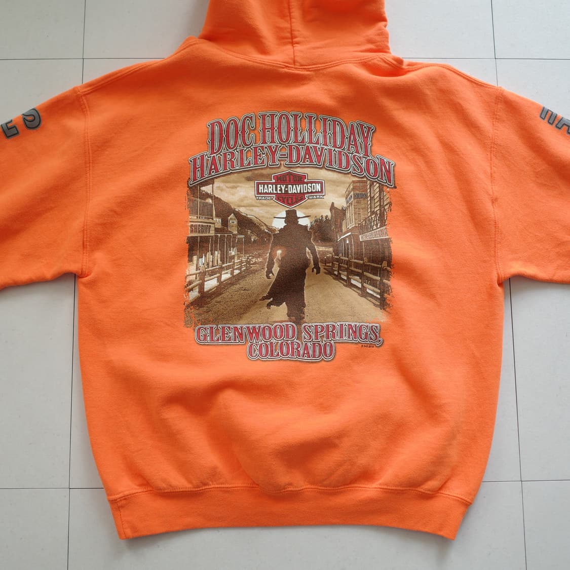 할리데이비슨 오렌지 후드티 양팔프린트 상품이미지8