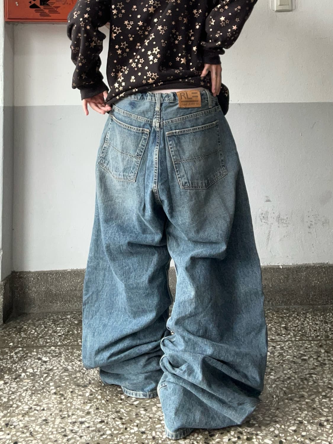 90s POLO 중청 데님 와이드 힙합팬츠 상품이미지1