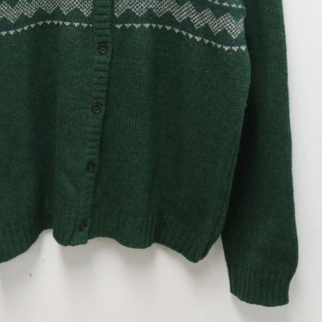 사만사모스2 그린 눈꽃 패턴 울혼방 가디건 61152 상품이미지4