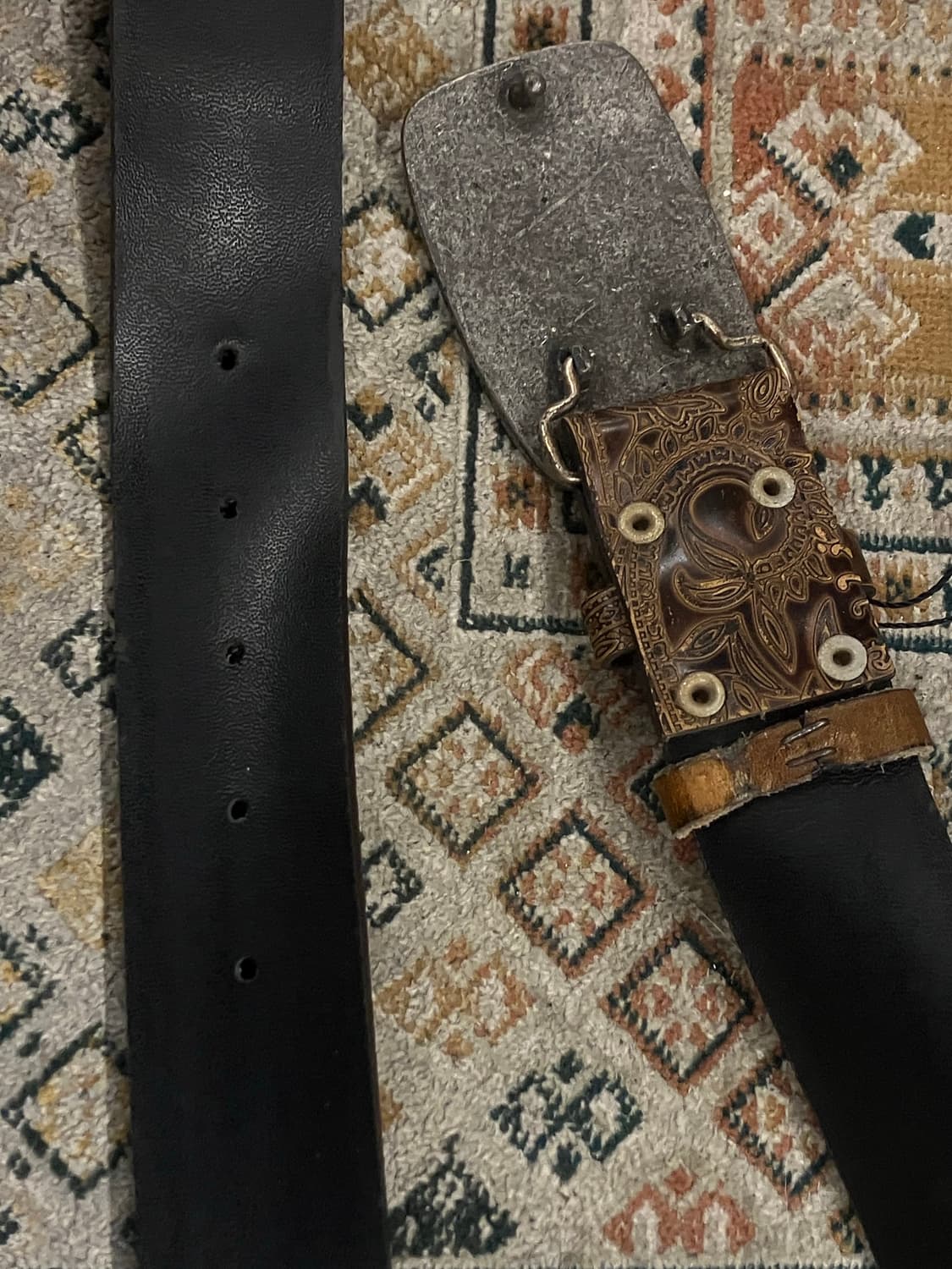 빈티지 패턴 가죽 벨트 브라운 #csz2411 상품이미지4