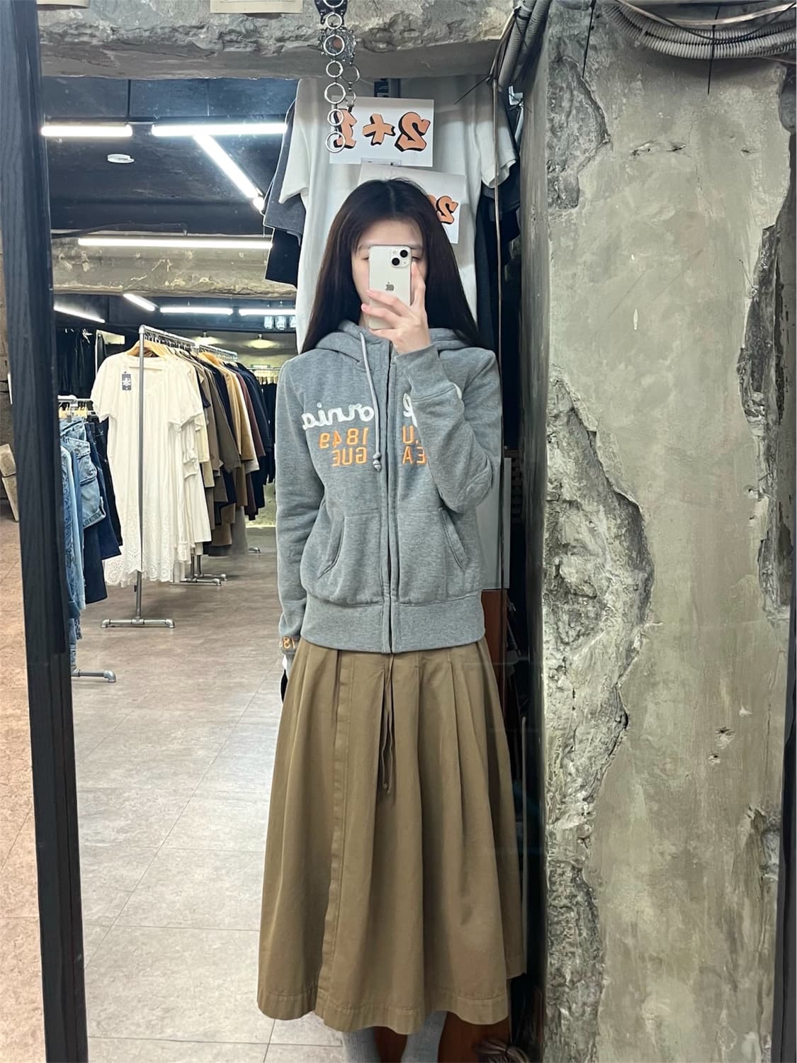 후아유 양털 후드집업 그레이 M #csz3946 상품이미지2