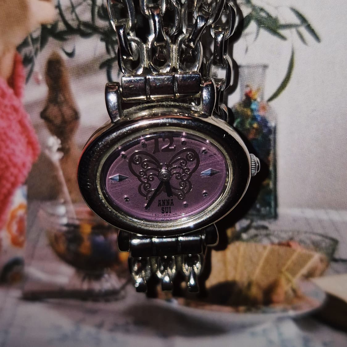 06s 안나수이 퍼플 나비 오발 체인 손목 시계 상품이미지9