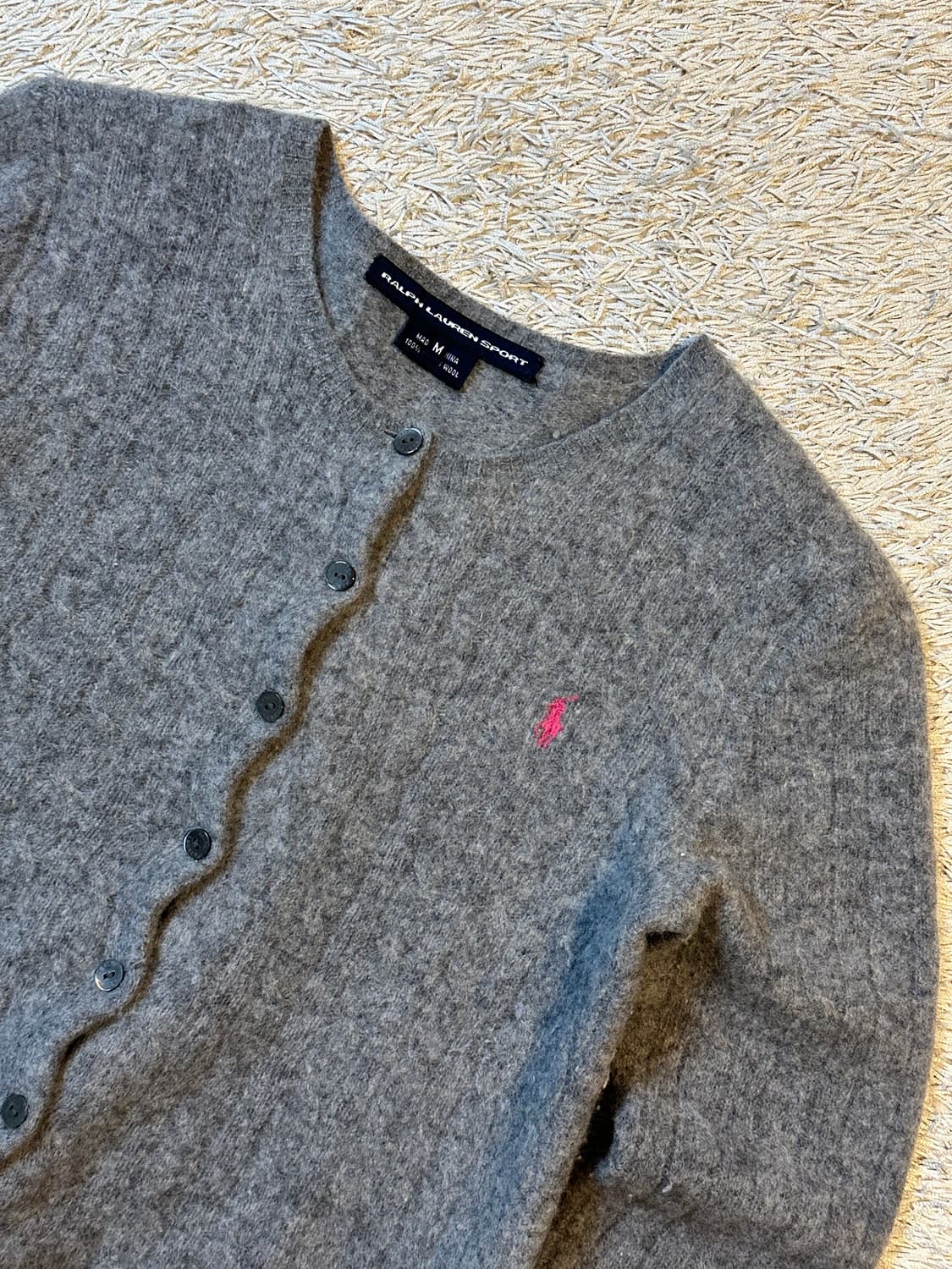 폴로 스포츠 핑크포니 케이블 램스울 꽈배기 가디건 차콜 상품이미지2