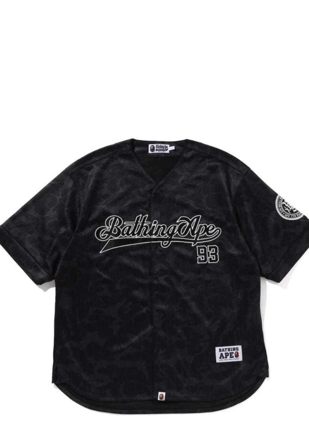 베이프 카모 스트라이프 베이스볼 셔츠 블랙 상품이미지1