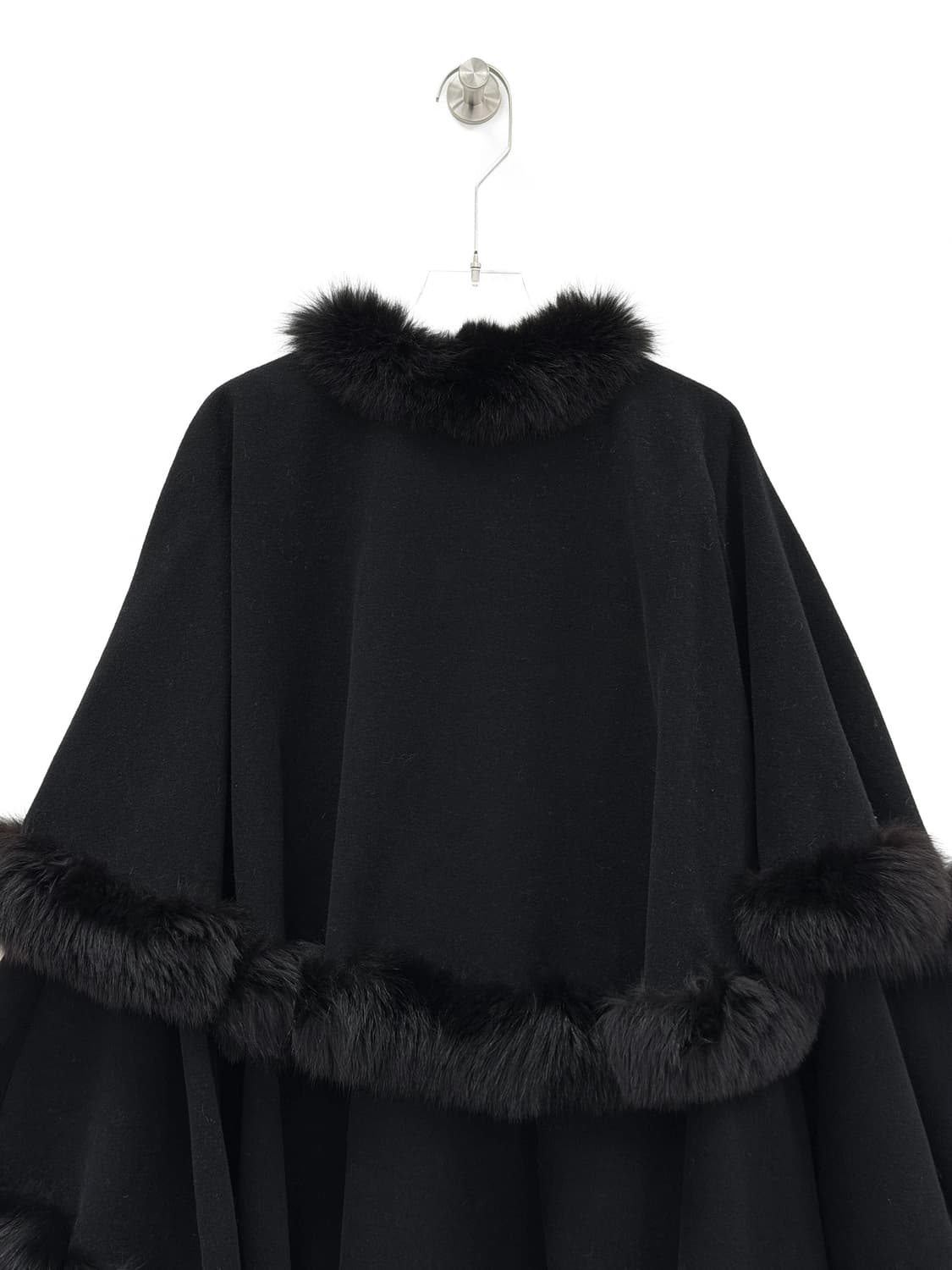 DANA PARIS 폭스 퍼 트리밍 울 케이프 코트 상품이미지4