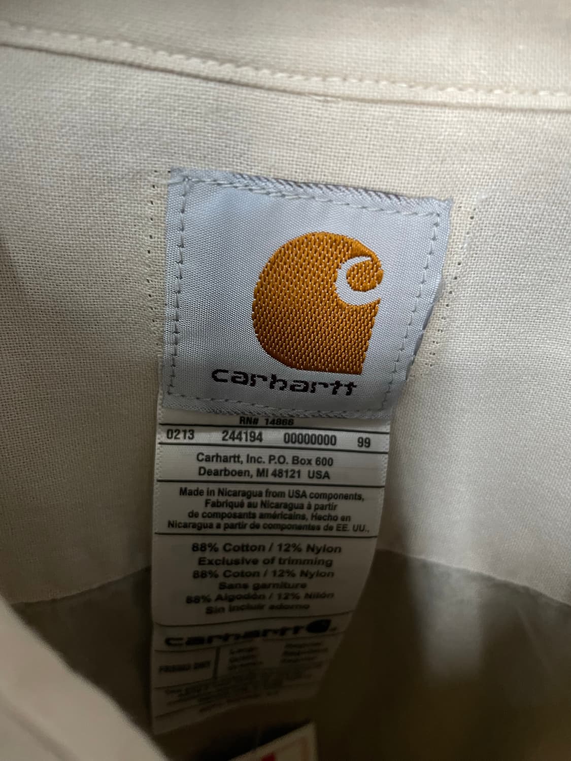 칼하트 베이지 반팔 셔츠 H2464 상품이미지5