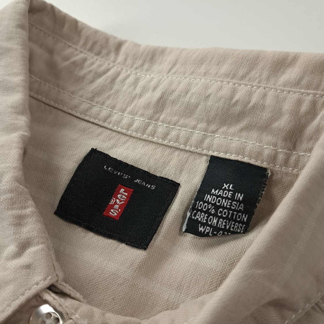 CK196 XL 리바이스 90s 화이트탭 베이지 스트라이프 셔츠 남방 상품이미지3