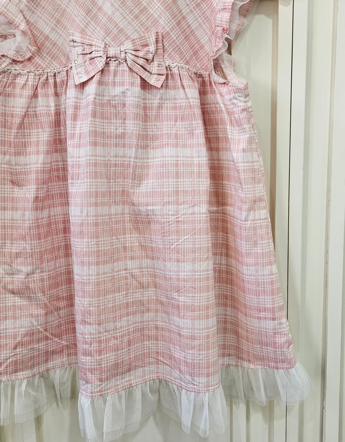 핑크 체크 레이스 튤 블라우스 상품이미지6