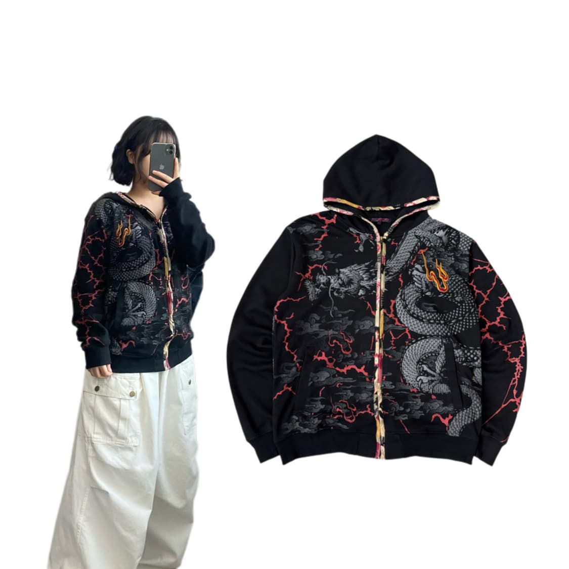 JPN 제팬 드래곤 용 오리엔탈 후드집업 상품이미지1