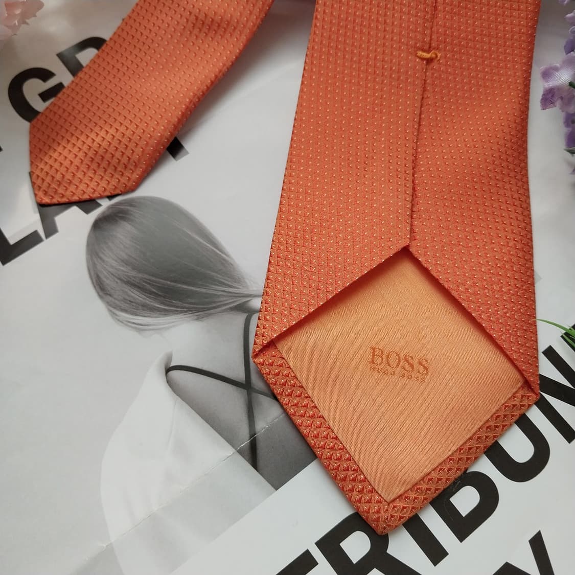 휴고보스 실크 오렌지 텍스처 슬림 넥타이 7.9cm A+등급 K1269
 상품이미지7