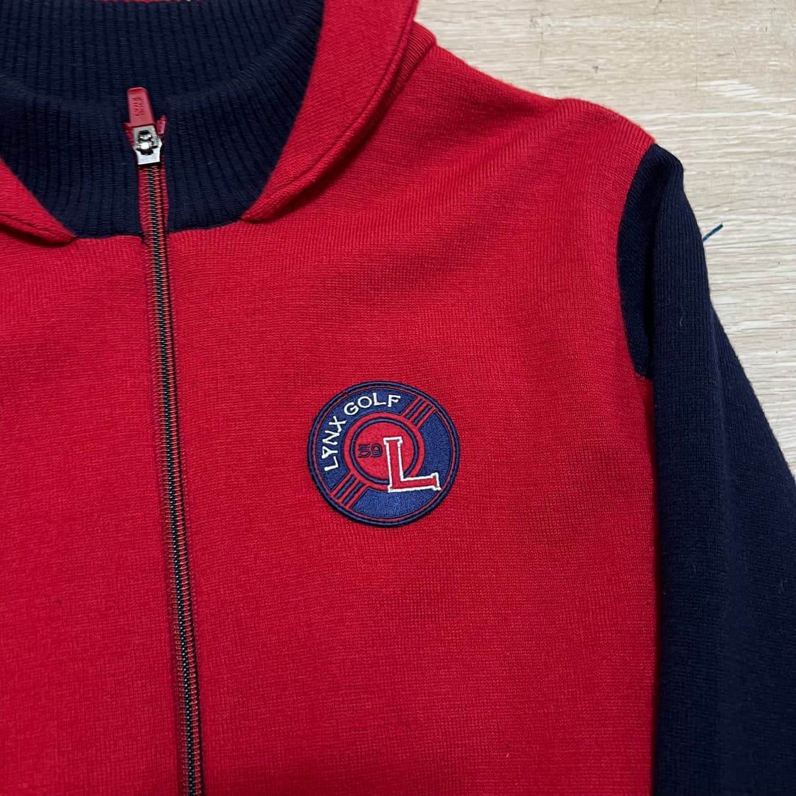 링스 골프 여성 골프웨어 울 배색 방풍 니트집업 [레드] S/90 상품이미지4