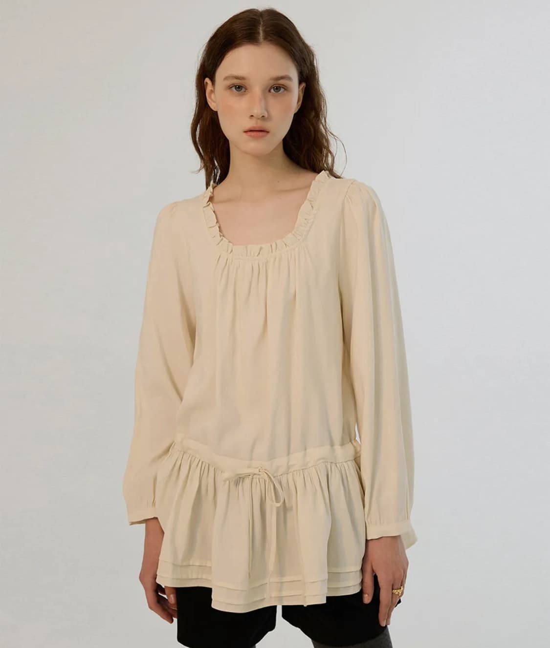 썸웨어버터 adel frill blouse cream 상품이미지1