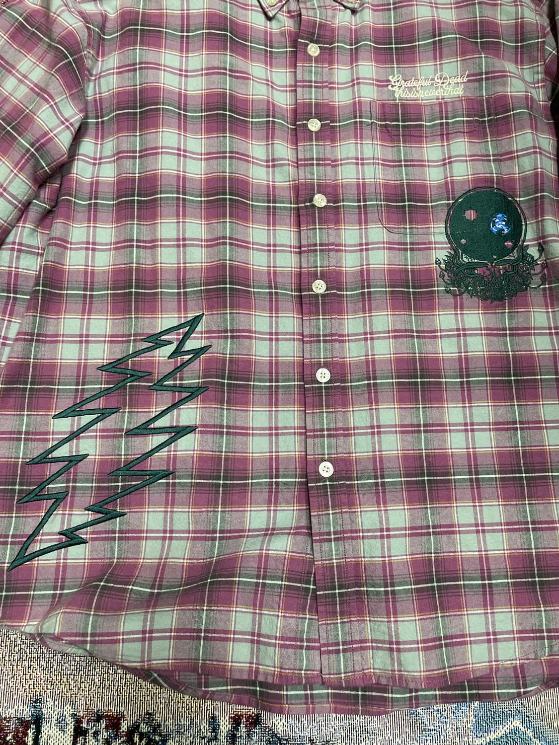 [L] 디네댓x그레이트풀데드 LightningBear Plaid Plum 상품이미지3