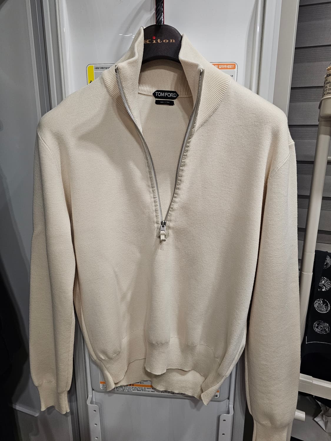 [52] 톰포드 헤비 울 하프 집업 니트 아이보리 상품이미지2