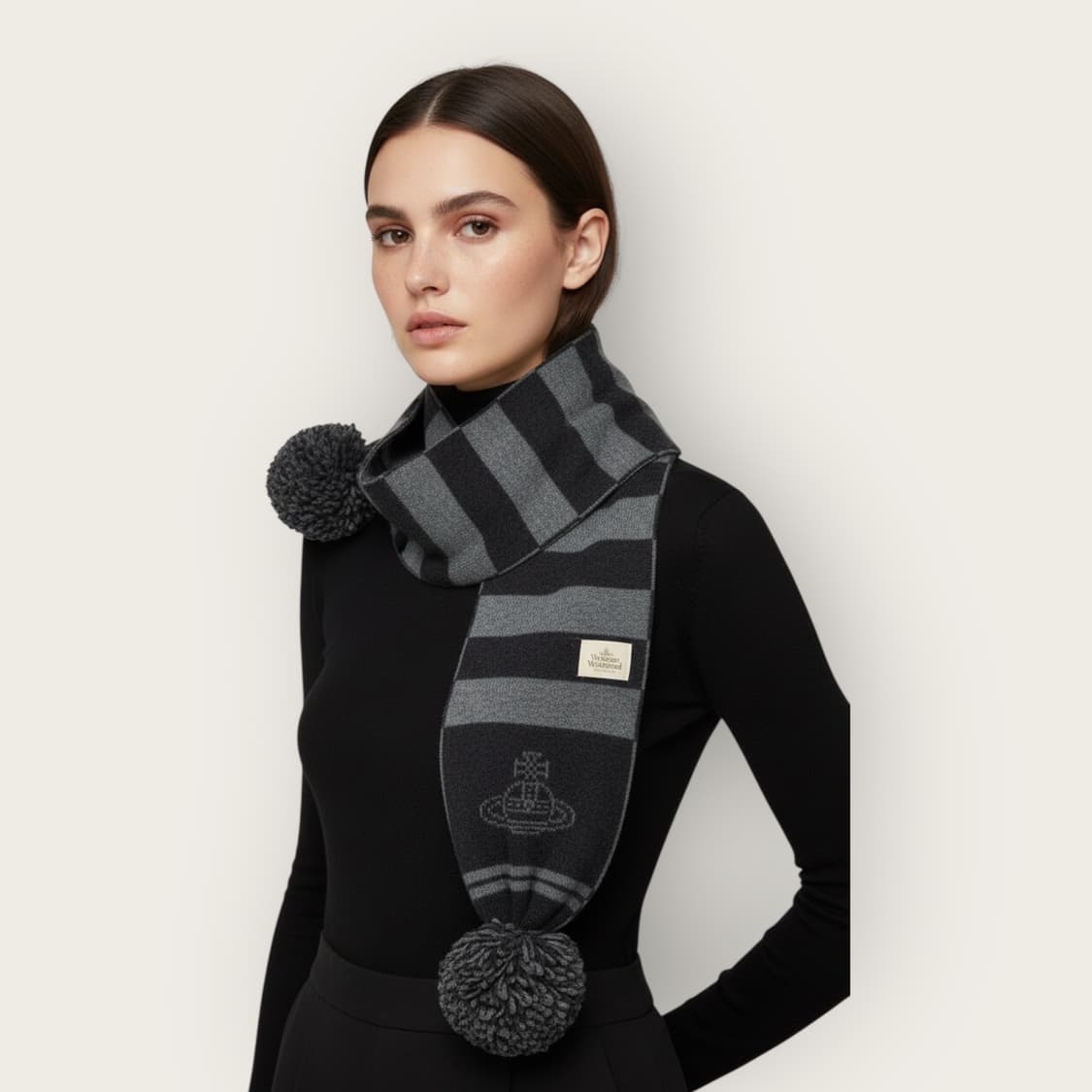 비비안웨스트우드 픽셀로고 퐁퐁 머플러 상품이미지1