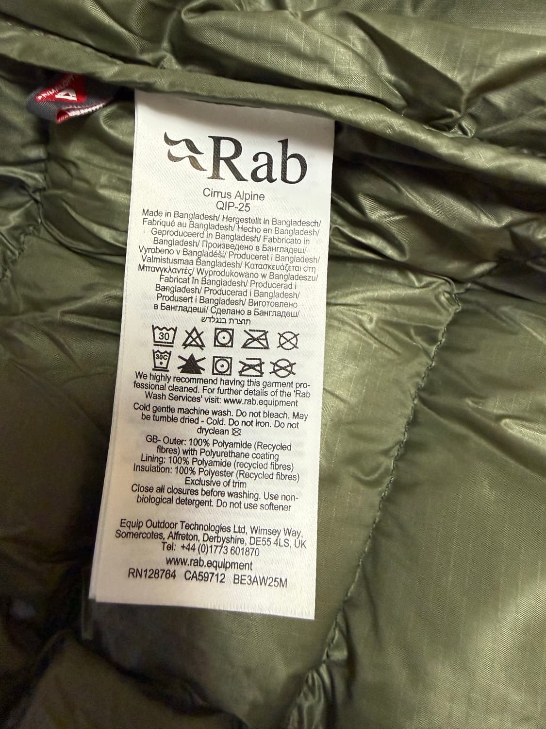 Rab 랩 시러스(씨러스) 알파인 경량 패딩 아미 상품이미지5