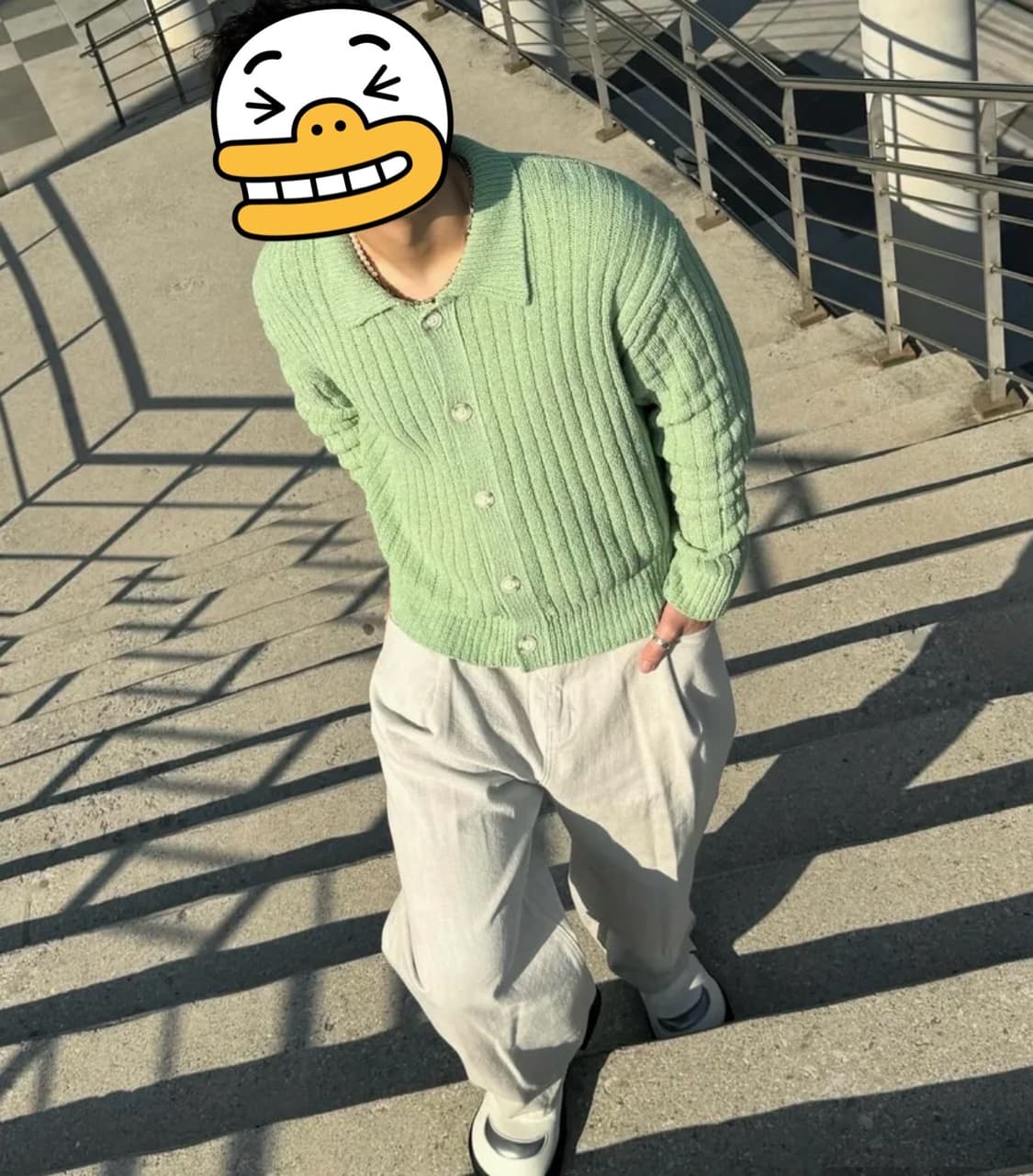 (무배)KKST 메르고 부클 버튼 카라 가디건 그린 L사이즈 상품이미지6