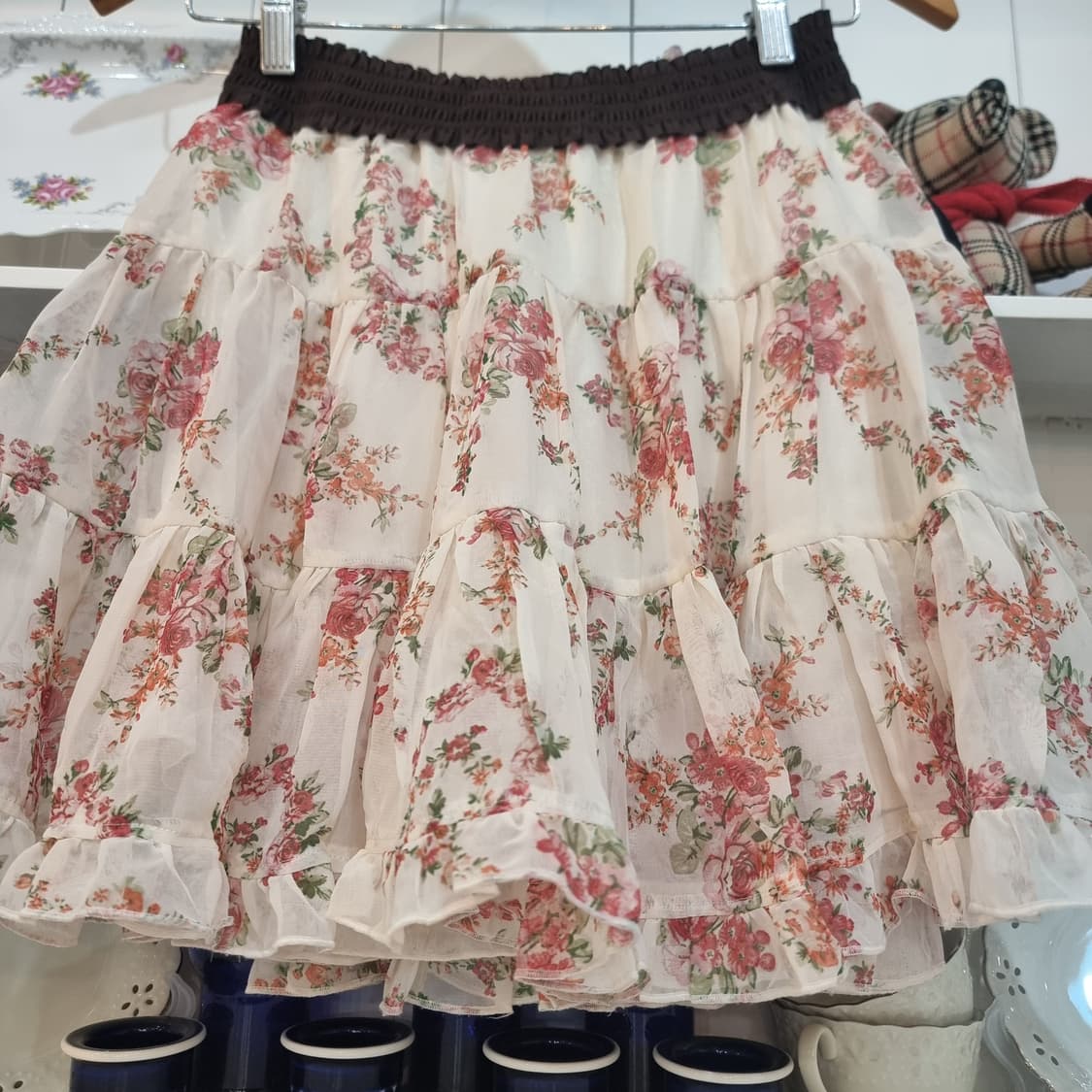 플라워 패턴 캉캉 스커트 프릴 치마 상품이미지2