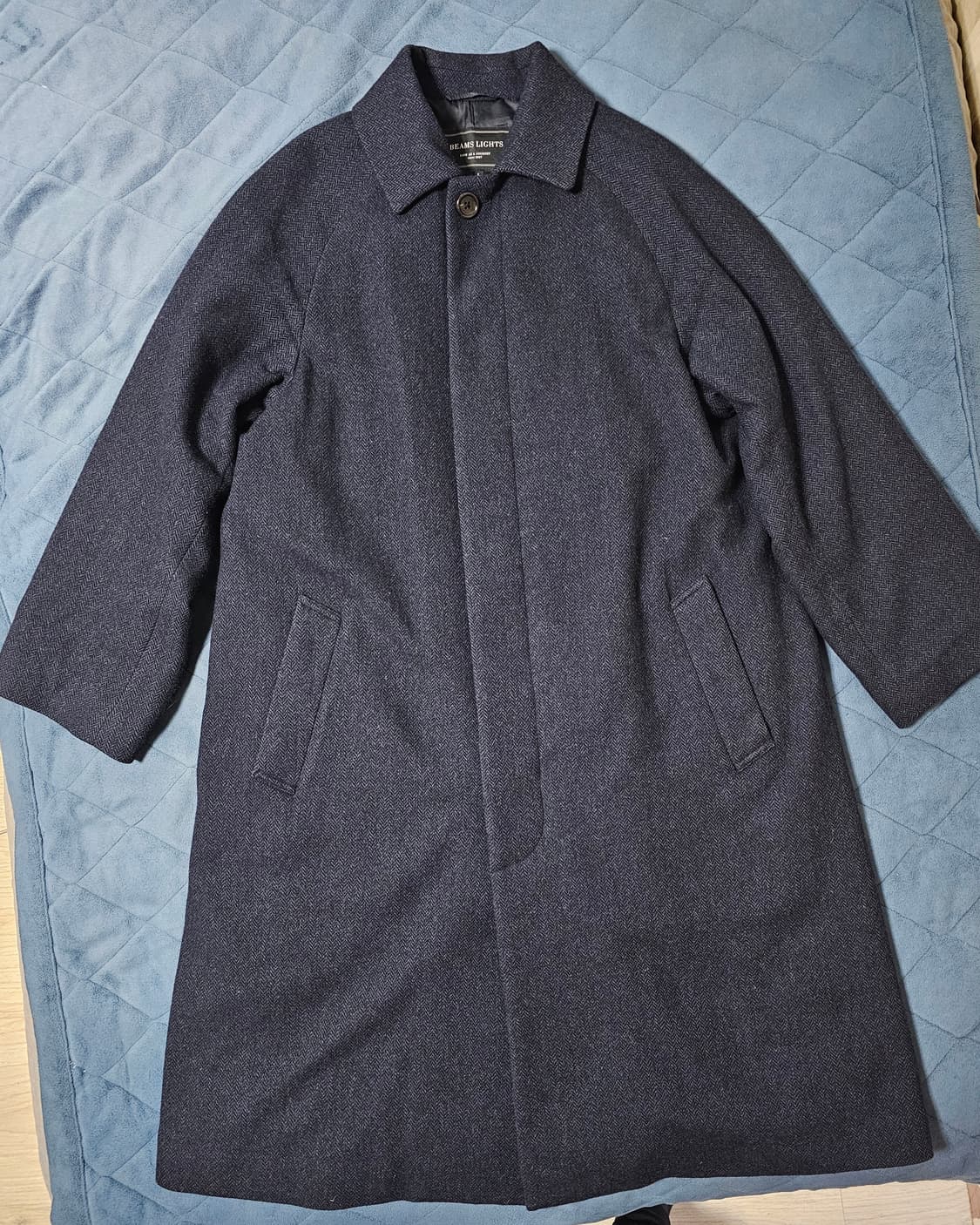 BEAMS(빔즈) 울 해링본 발마칸 코트 다크네이비 상품이미지1