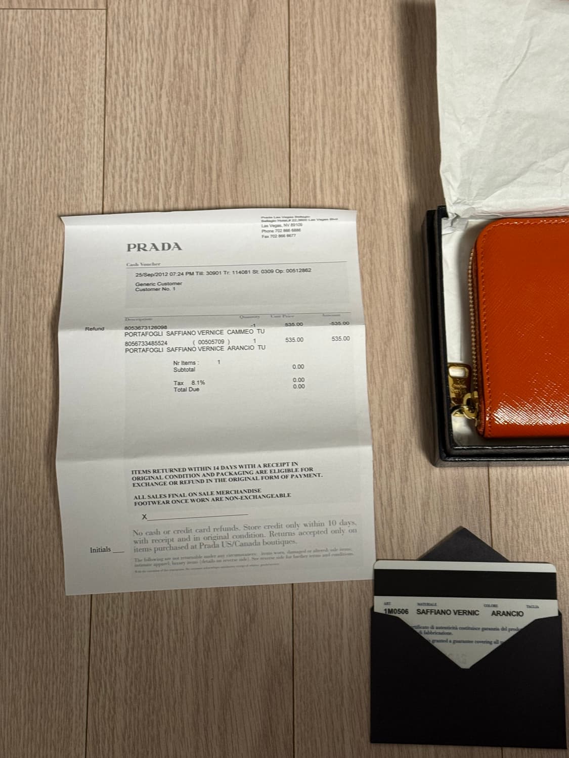 프라다 사피아노 베르니스 오렌지 여성 장지갑 상품이미지4