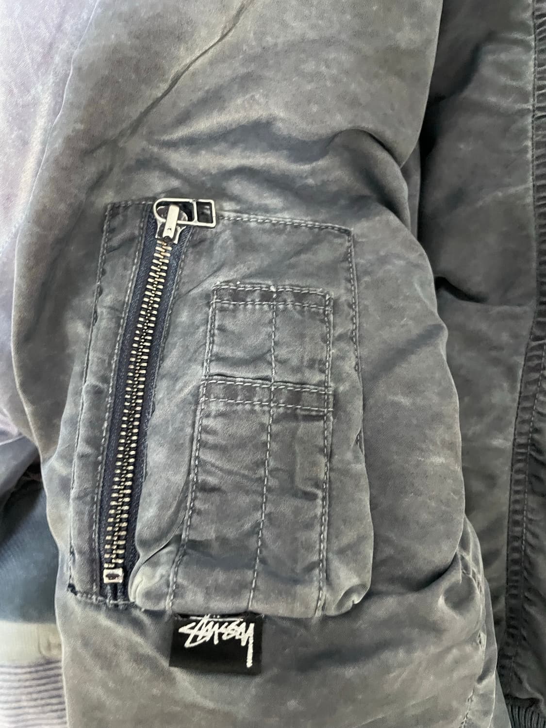 스투시 다이드 나일론 봄버 네이비 L 상품이미지3