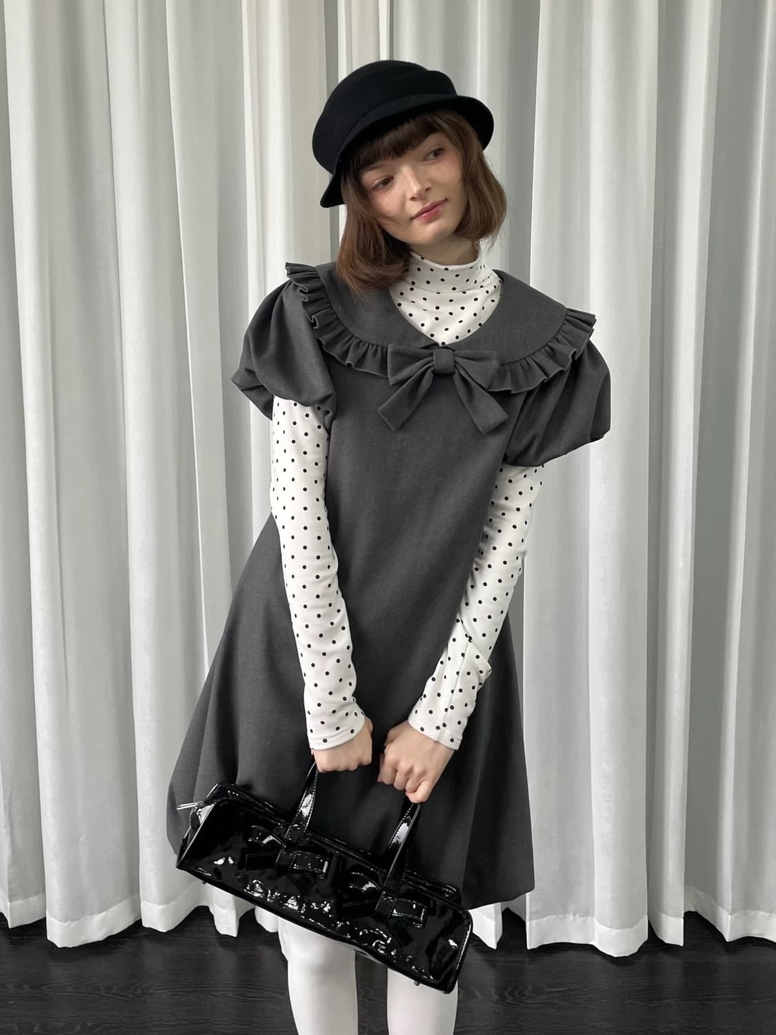 Loosesmell 리본 퍼프 소매 원피스  상품이미지1