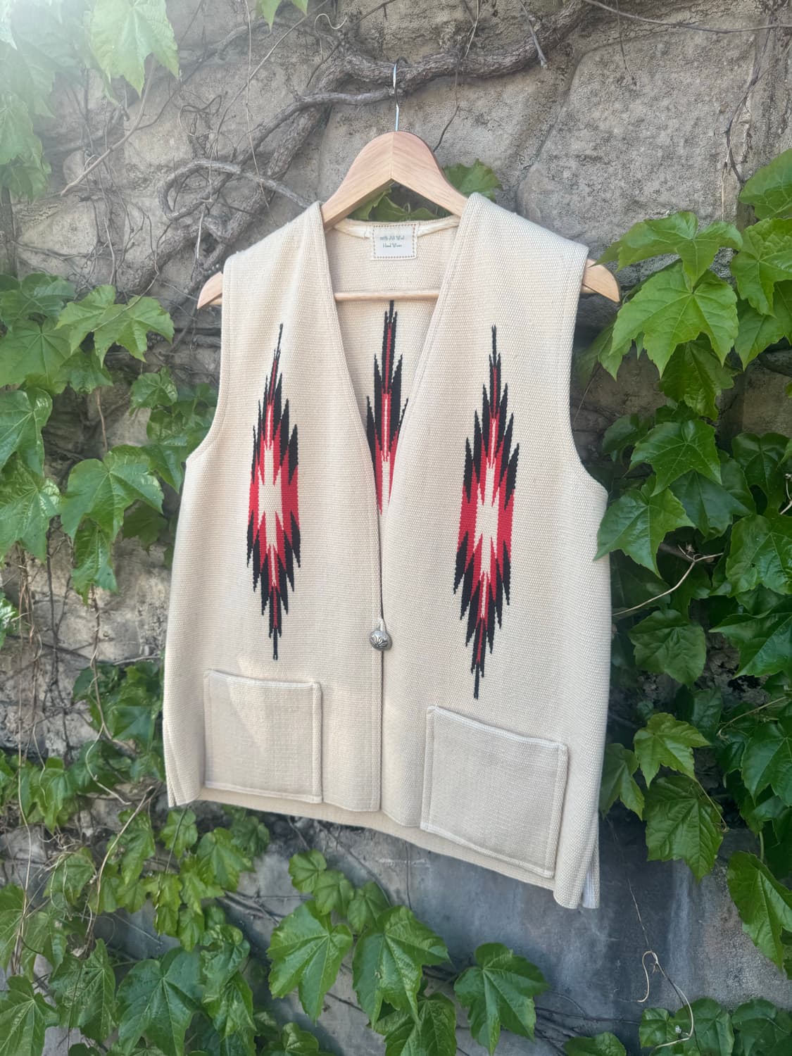 70s miller 핸드 우븐 울 웨스턴 오르테가 치마요 베스트 조끼 상품이미지3