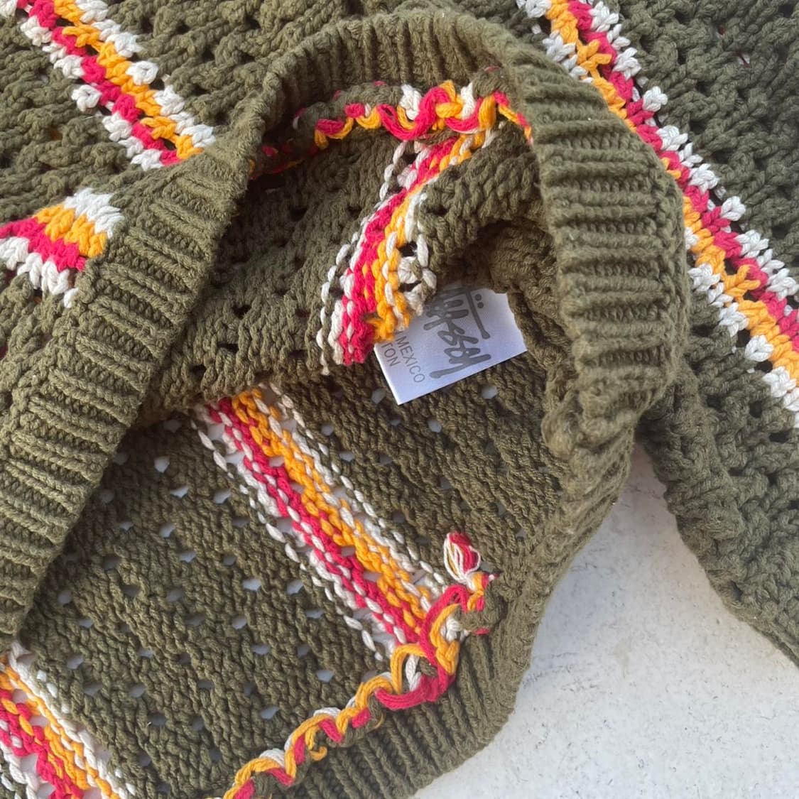 스투시 x 파타 스트라이프 루즈 게이지 스웨터 올리브 상품이미지3