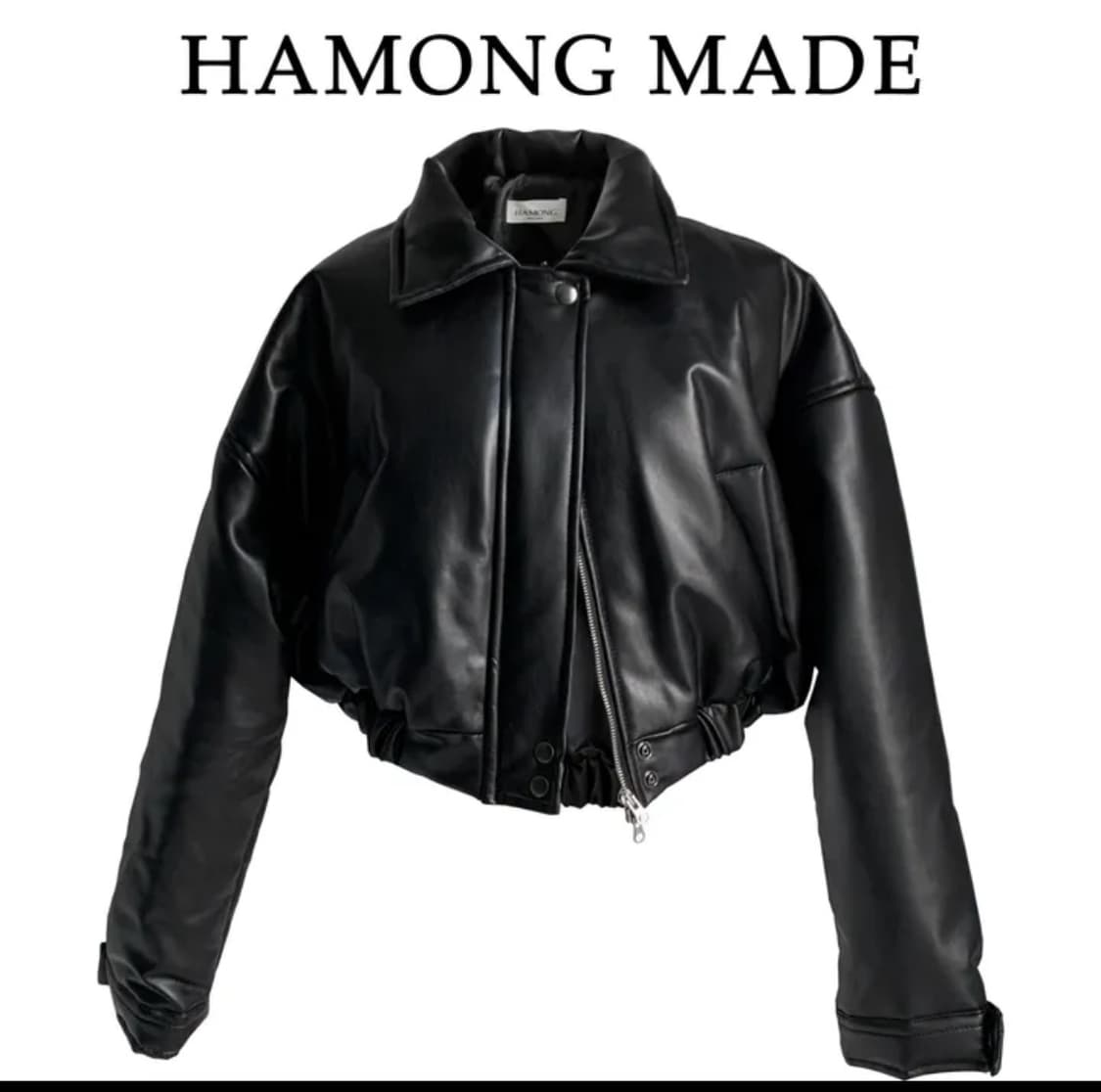 하몽마켓 레더 크롭 블루종 패딩 상품이미지1