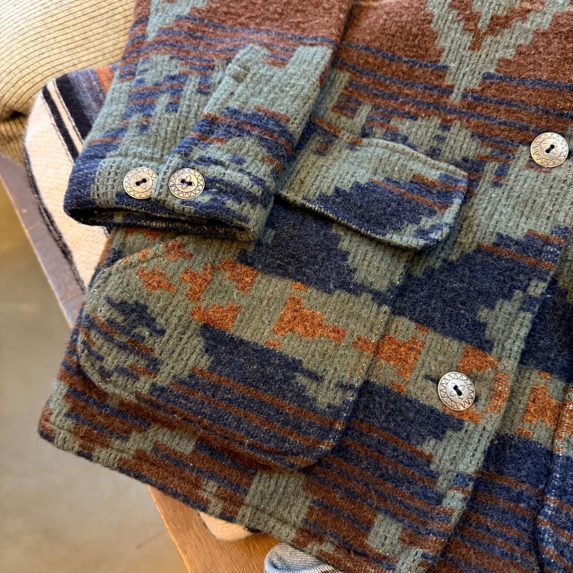 엘엘빈 나바호 패턴 에스닉 버튼 울 자켓 코트 S M 상품이미지2