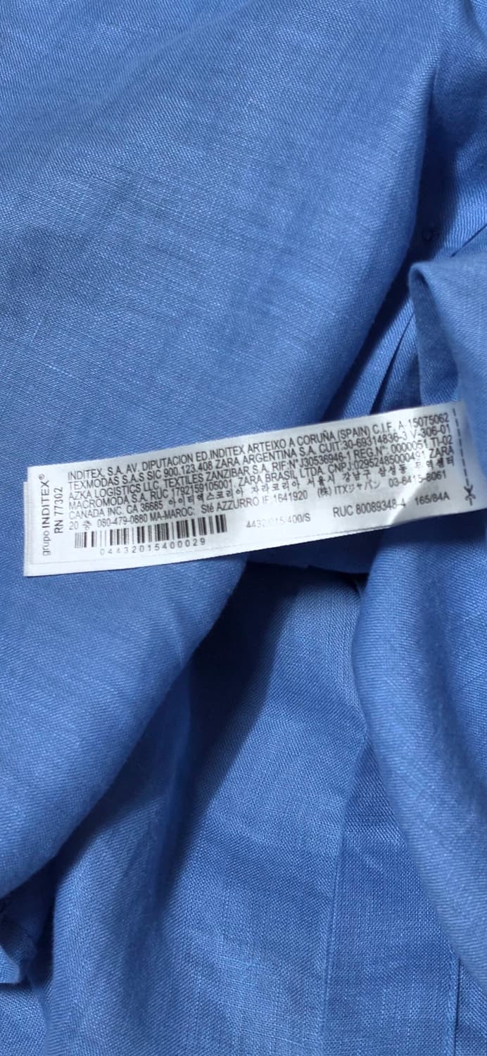 ZARA 블루 린넨 셔츠 S 상품이미지4