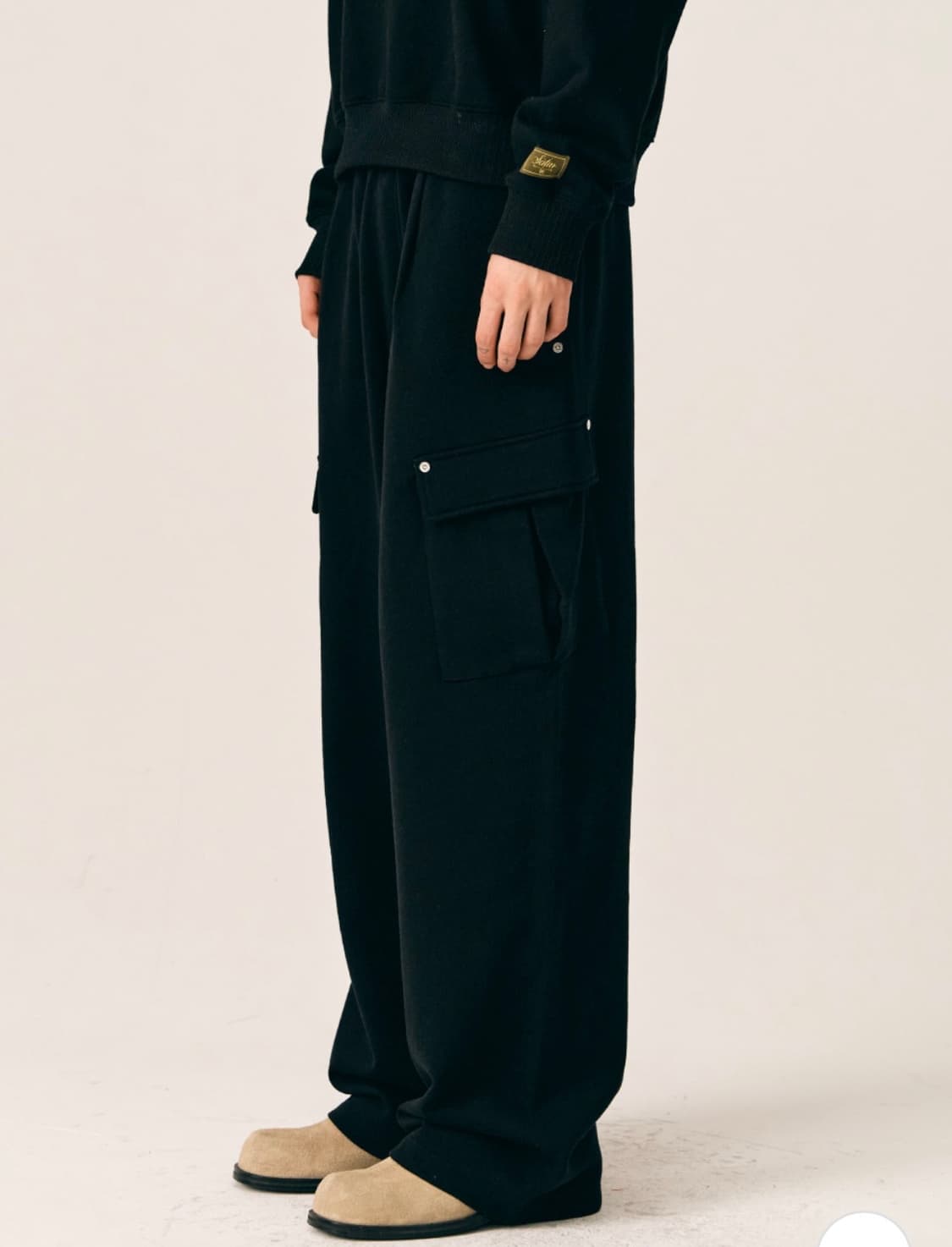 [M] 세터 라운지 와이드 카고 스웨트 스웻 팬츠 블랙 상품이미지2