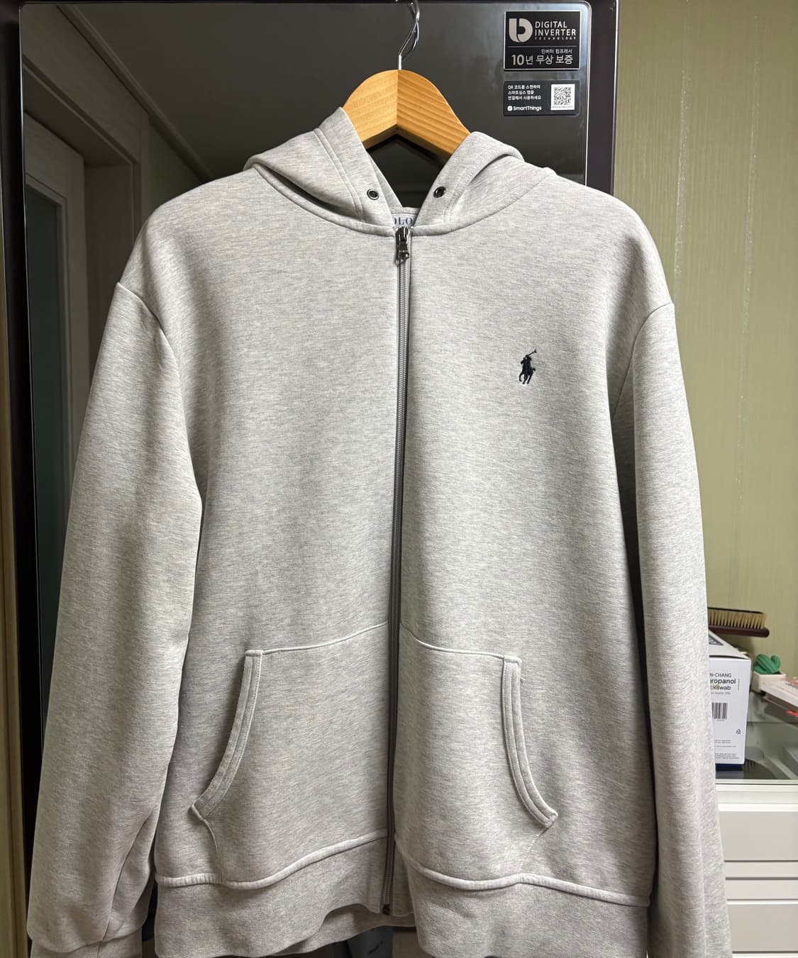 폴로 더블니트 후드집업 그레이 XL 상품이미지1