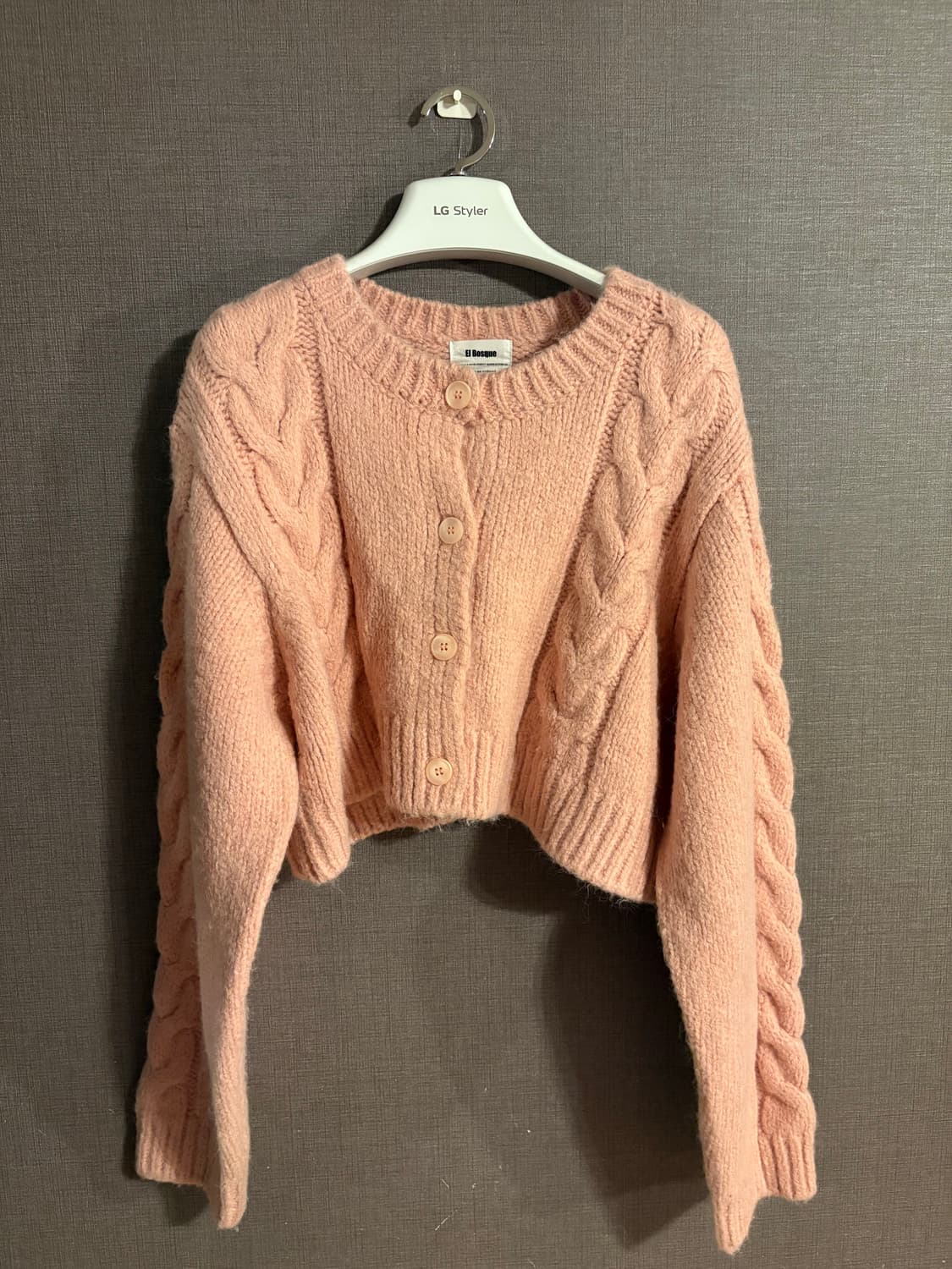 El Bosque 핑크 꽈배기 크롭 니트 F 상품이미지1