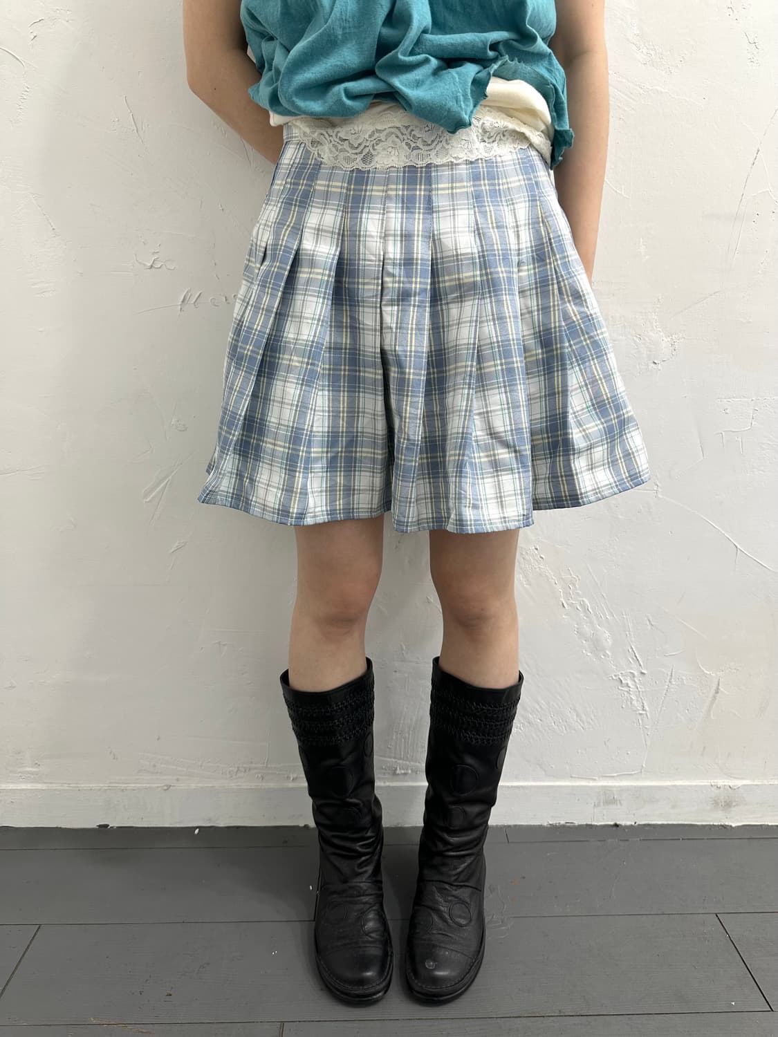 romwe check pleats skirt 상품이미지2