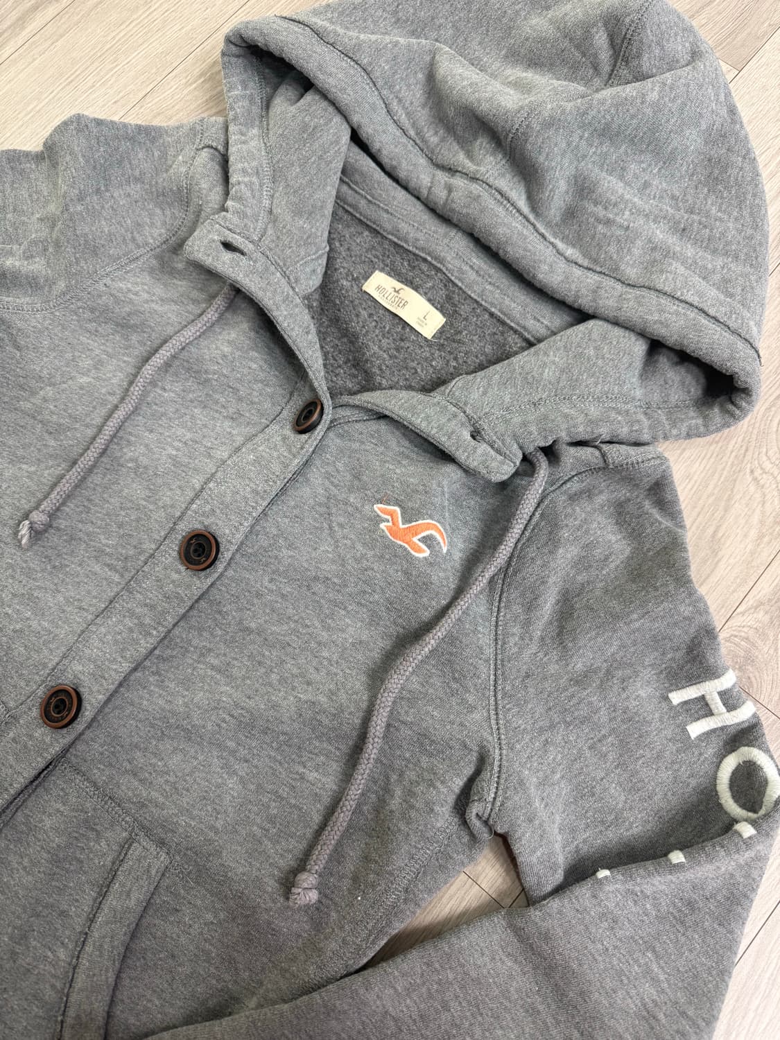 홀리스터 슬림핏 버튼업 후드집업 그레이 상품이미지7