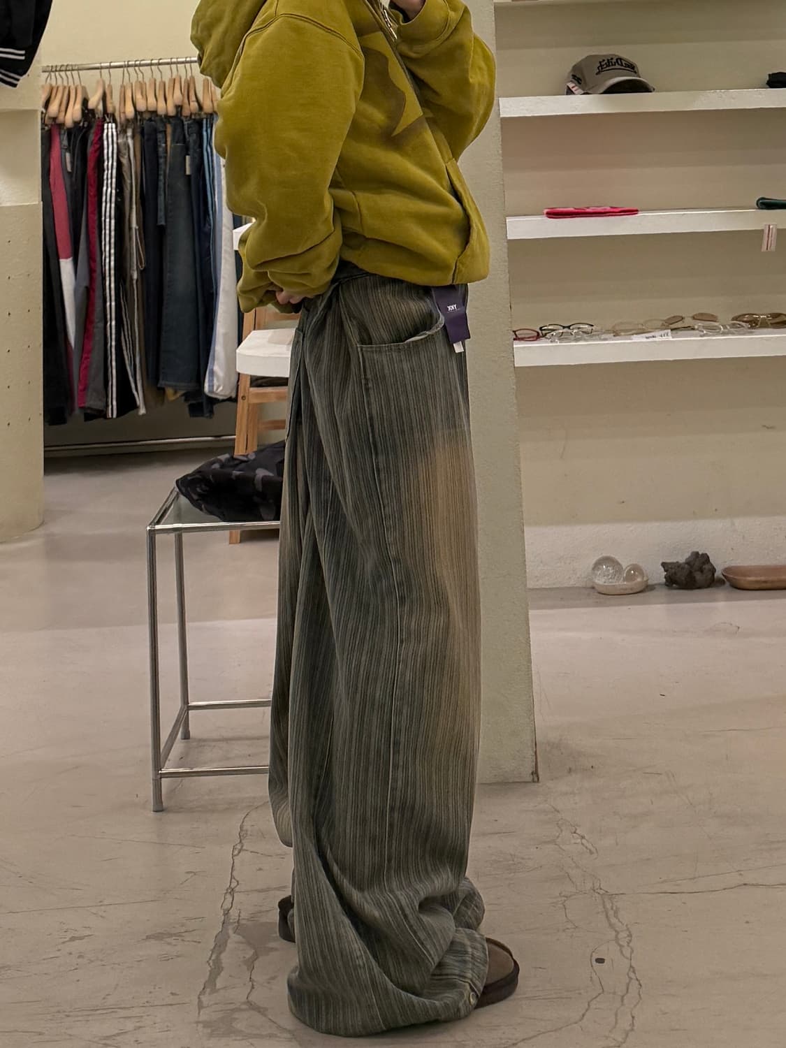 빈티지 ykk 스트라이프 와이드 벌룬핏 데님 팬츠 U1511 상품이미지2