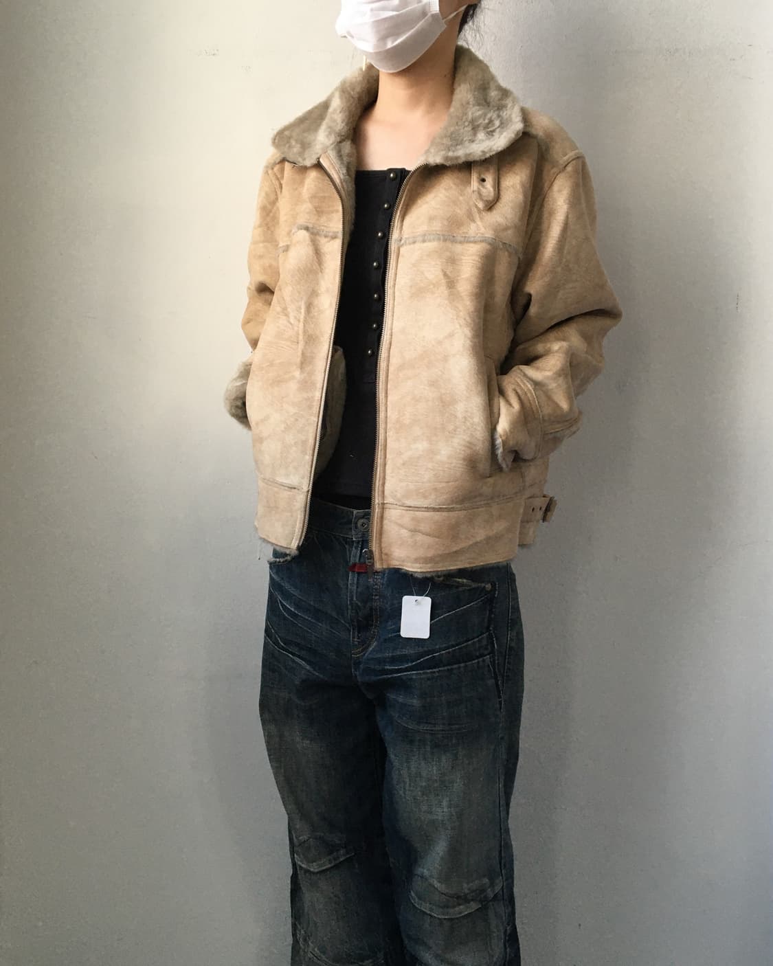 Belted grunge pattern high neck mustang 상품이미지1