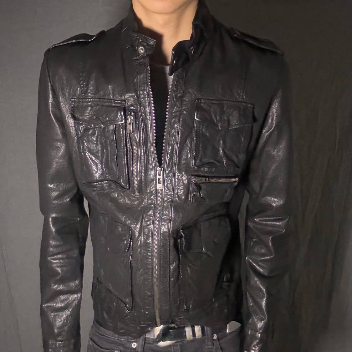 lamb skin leather pocket jacket 상품이미지4