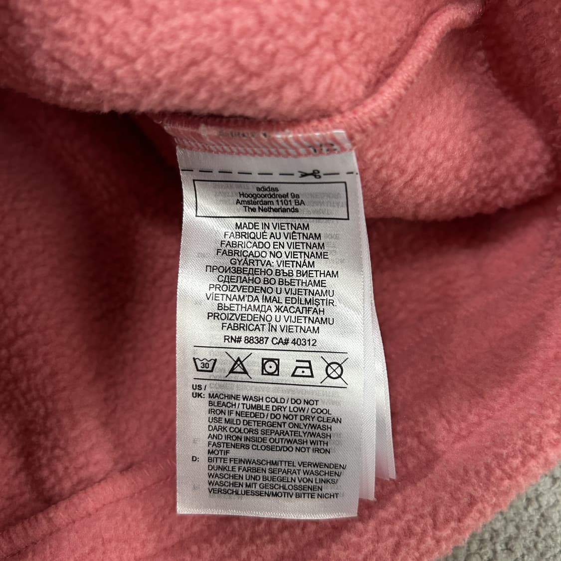 아디다스 핑크색 3선 뽀글이 풀오버 m 상품이미지3